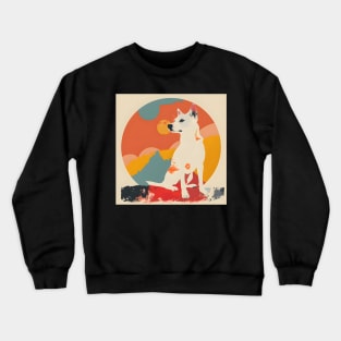 70s Canaan Dog Vibes: Pastel Pup Parade Crewneck Sweatshirt